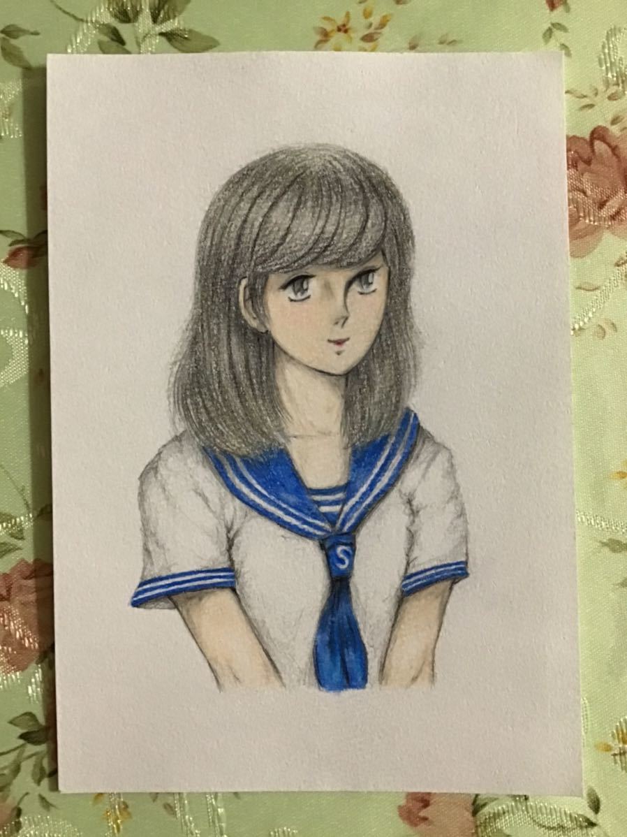 Yahoo!オークション - 手書きイラスト 女の子 セーラー服の少女 Yahoo!オークション - 手書きイラスト 女の子 セーラー服の少女