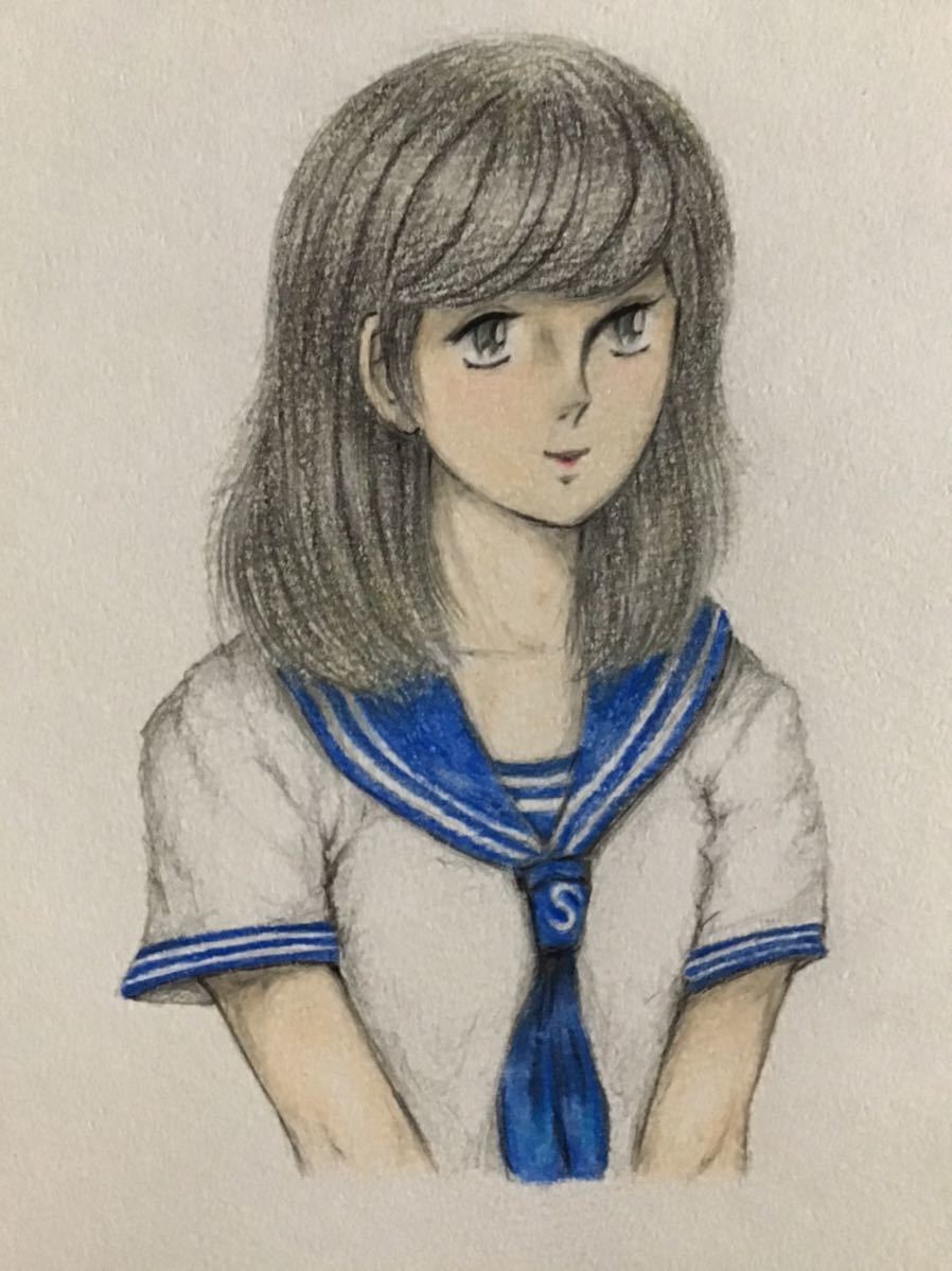 Yahoo!オークション - 手書きイラスト 女の子 セーラー服の少女 Yahoo!オークション - 手書きイラスト 女の子 セーラー服の少女