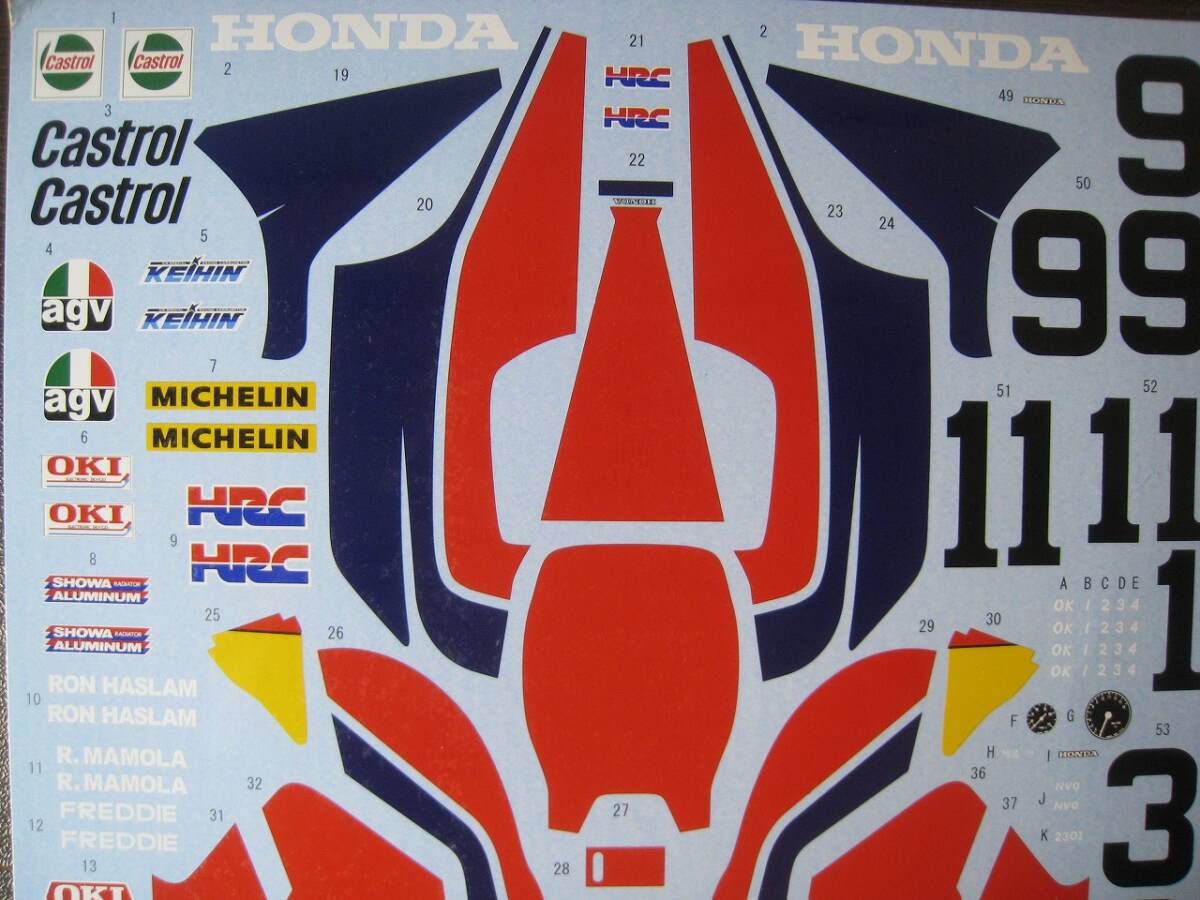 ☆デカール 1/12 ホンダNSR500 1984 マモラ/ロンハスラム ☆デカール 1/12 ホンダNSR500 1984 マモラ/ロンハスラム