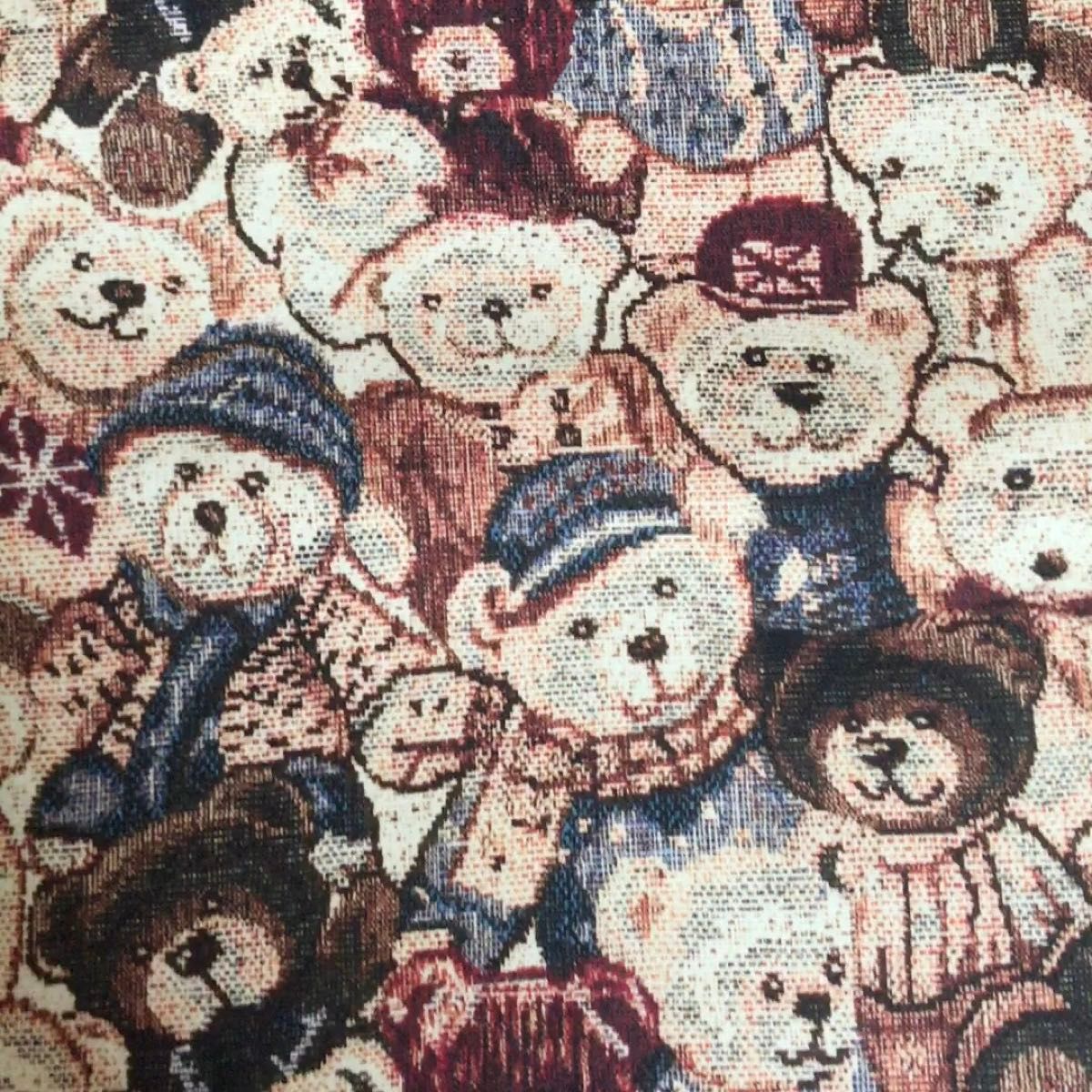 長さ100cm*150cm(広幅)新柄 ニット風熊8号細帆布キャンバスコットン生地プリント生地ハンドメイド用 綿布