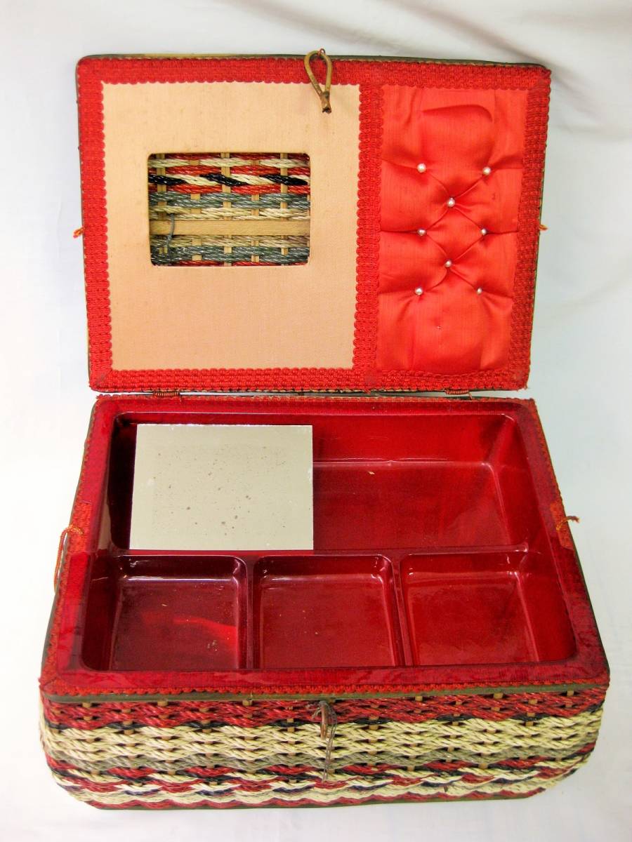 [ быстрое решение есть ] Junk Showa Retro коробка для швейных принадлежностей шитье кейс корзина корзина подлинная вещь плетеный корзина интерьер 