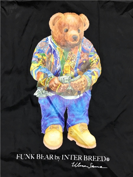 インターブリード Ｉｎｔｅｒｂｒｅｅｄ ＦＢＩ コーチジャケット Ｍ 黒 ブラック B.I.G Biggie Bear ビギーベア プリント_画像1