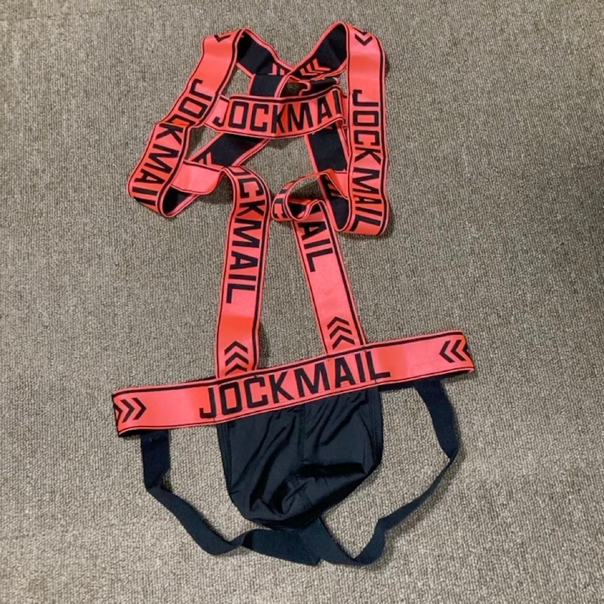 【JOCKMAIL】ハーネス付きジョックストラップ(ケツワレ) オレンジ サラサラ素材 Mサイズ