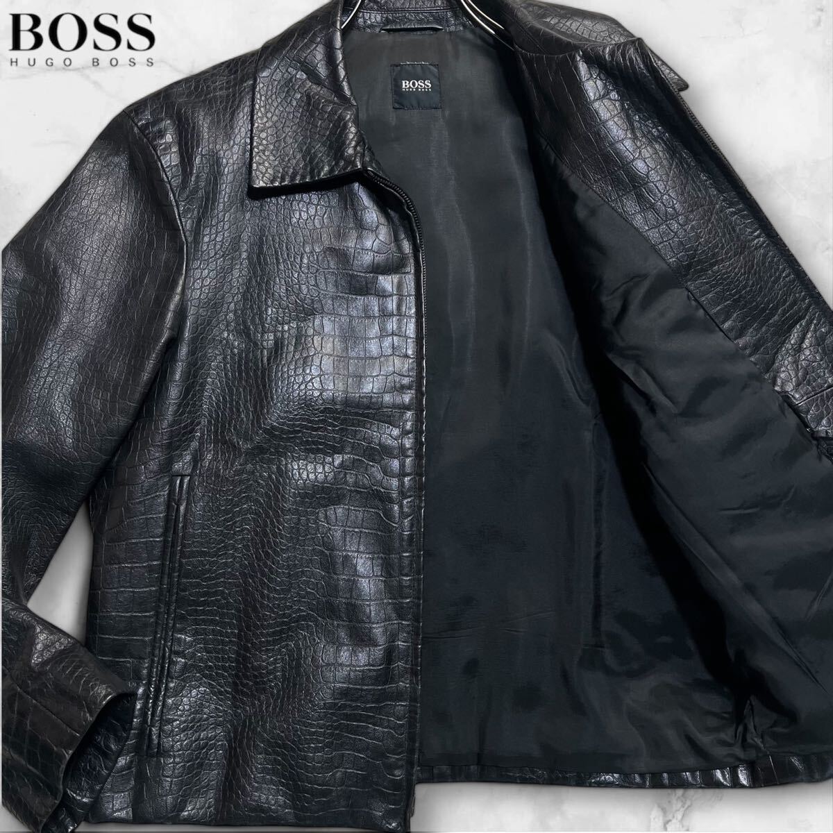 超レア/美品/クロコ型押し○HUGO BOSS ヒューゴボス レザー 超レア/美品/クロコ型押し○HUGO BOSS ヒューゴボス レザー