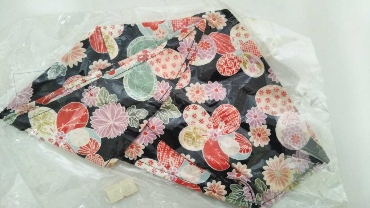 祭 喧嘩かぶり 花柄 ワンタッチ式 新品未使用 長期保管品の画像2