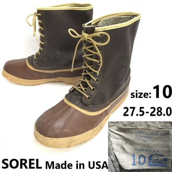 パネライ 希少 希少USA製/Vintage★SOREL/ソレル★本革使用/高級スノーブーツ【10/27.5-28.0/茶】インナーブーツ付き/winter/Boots/Shoes◆sWB122-5 スノーブーツ