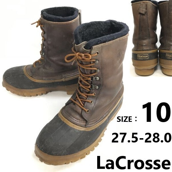 注目の福袋! 80s-90s/USA製/Vintage★LaCrosse/ラクロス★重厚本革/スノーブーツ【10/27.5-28.0/茶】インナー付き/winter/Boots/Shoes◆pWB120-5 スノーブーツ