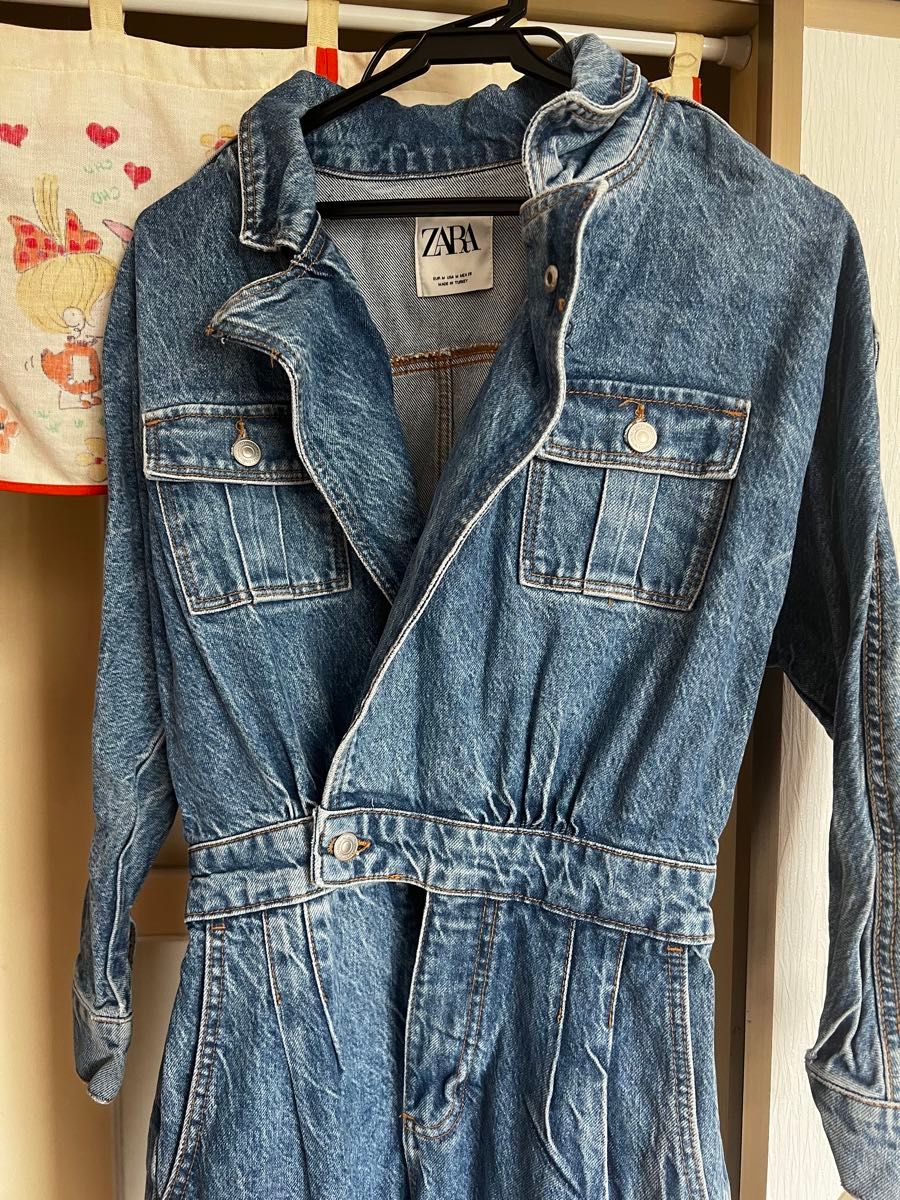 ザラ デニム オールインワン つなぎ ZARA usa古着風 ジャンプ ザラ デニム オールインワン つなぎ ZARA usa古着風 ジャンプ