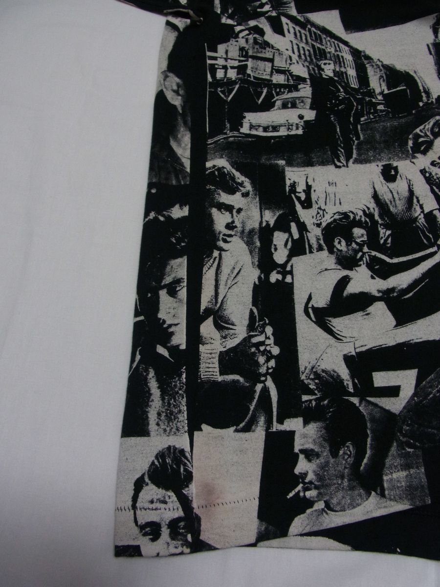 ☆美品・未着用☆ 90s USA製 ビンテージ JAMES DEAN ジェームズ・ディーン 手刷り 総柄 Tシャツ sizeL 黒 ☆古着 映画 モスキートヘッド_画像6