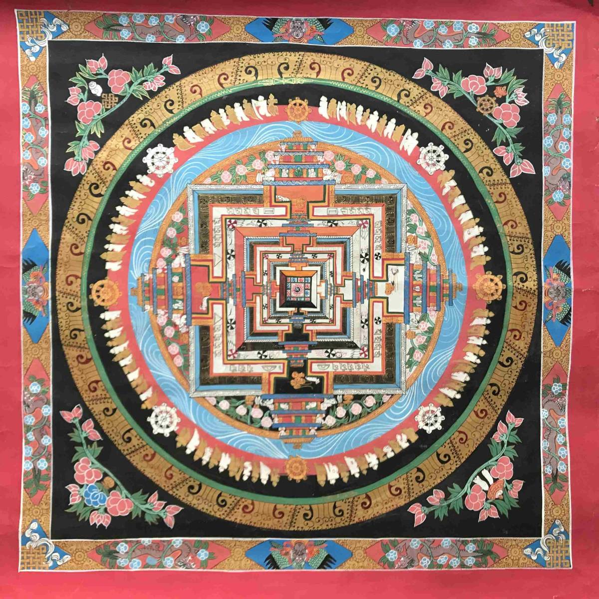 チベット密教 新品 》 手描き タンカ 曼荼羅 カーラチャクラマンダラ
