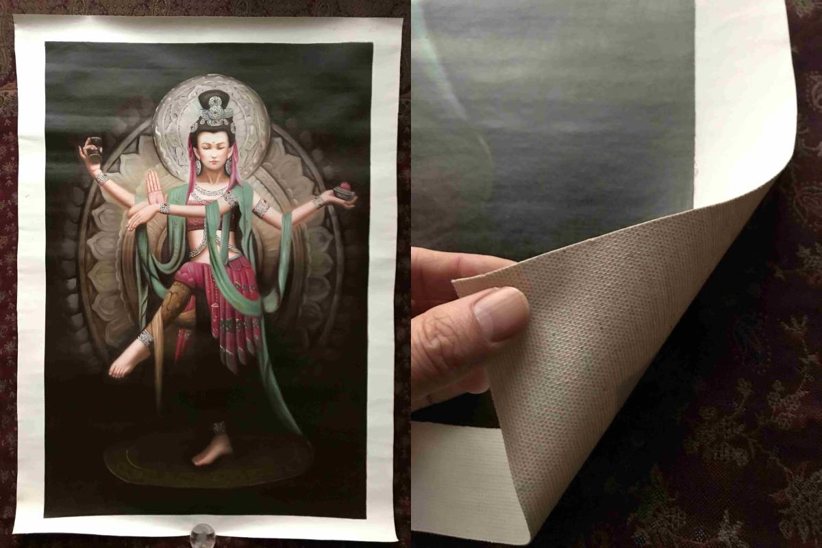  price cut . Buddhism fine art [ autograph . sound bodhisattva small .. oil painting ]90cm search ;. image handwriting ... yoga ..