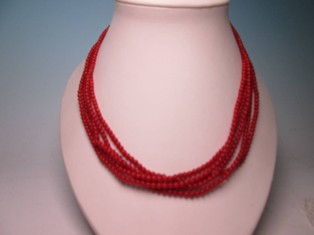 *TENMAYA SILVER red .. sphere 3,5mm 5 ream. necklace 38g also case attaching 