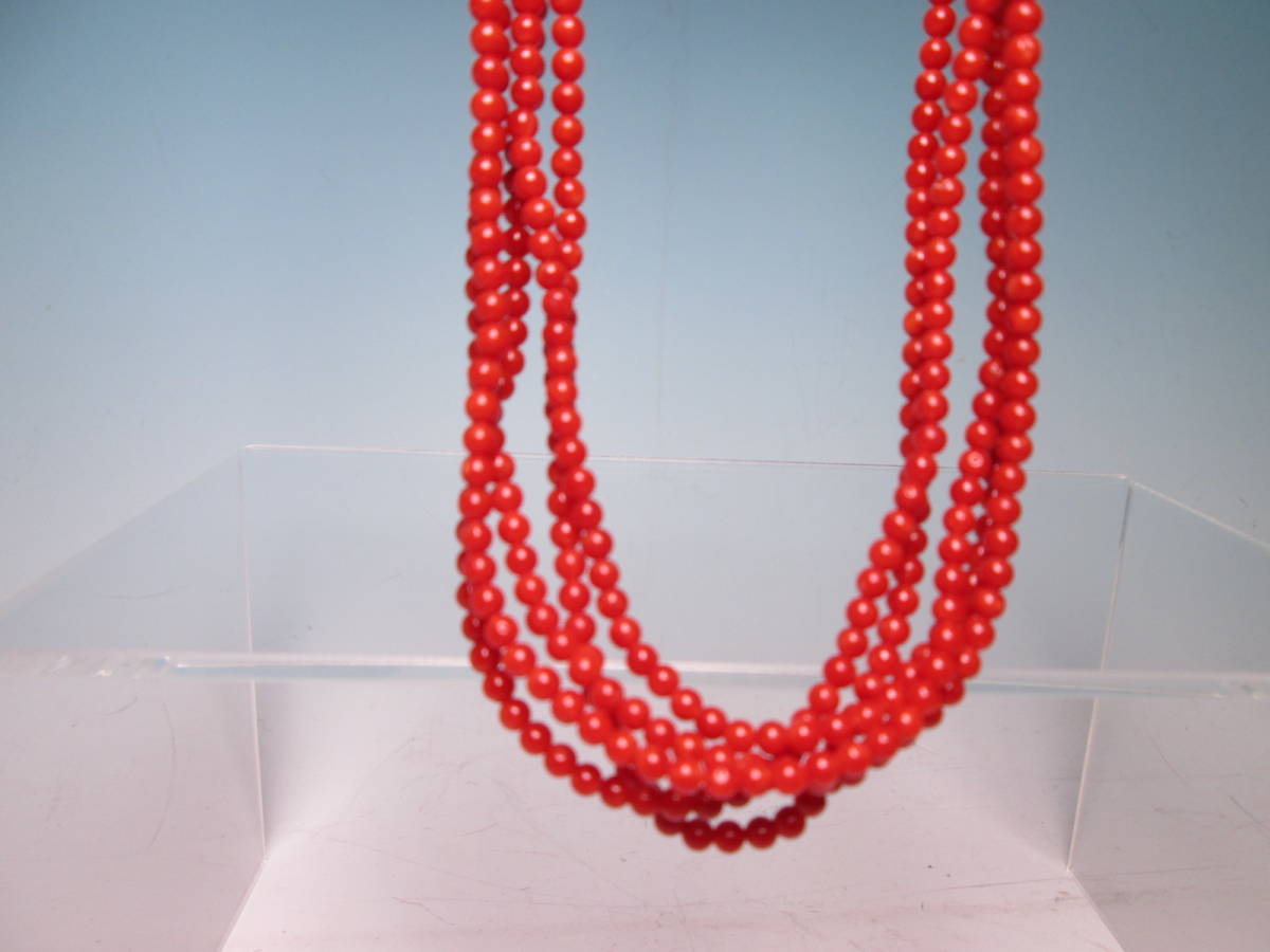 *TENMAYA SILVER red .. sphere 3,5mm 5 ream. necklace 38g also case attaching 