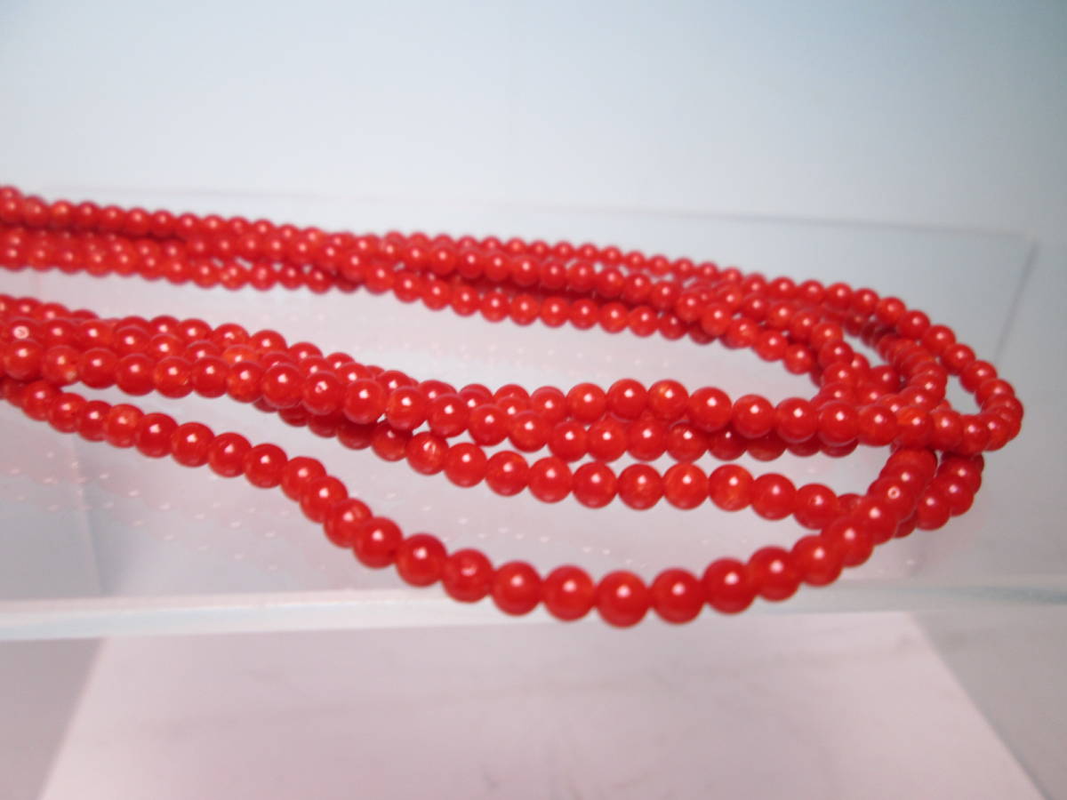 *TENMAYA SILVER red .. sphere 3,5mm 5 ream. necklace 38g also case attaching 