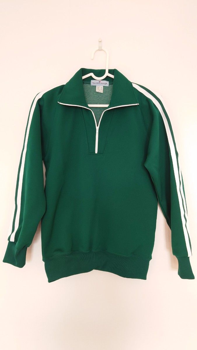 学校ジャージ 上下セット 体操着 体操服 Sサイズ 緑×白2本ライン 学校ジャージ 上下セット 体操着 体操服 Sサイズ 緑×白2本ライン