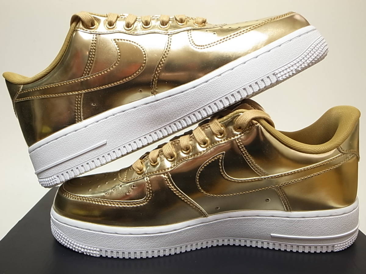 【送料無料】NIKE W AIR FORCE 1 SP METALLIC GOLD/CLUB GOLD-WHITEメタリックゴールド金x白エアフォース限定CQ6566-700MENS US10/28cm新品_画像6