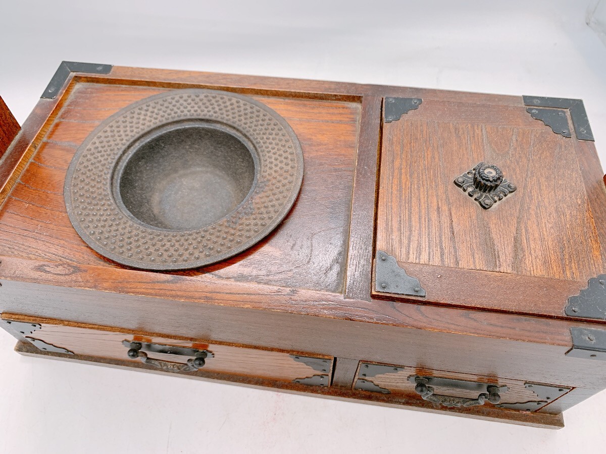 中古 煙草盆 昭和レトロ 和風 たばこ盆 木製 灰皿 煙管 中古 煙草盆 昭和レトロ 和風 たばこ盆 木製 灰皿 煙管