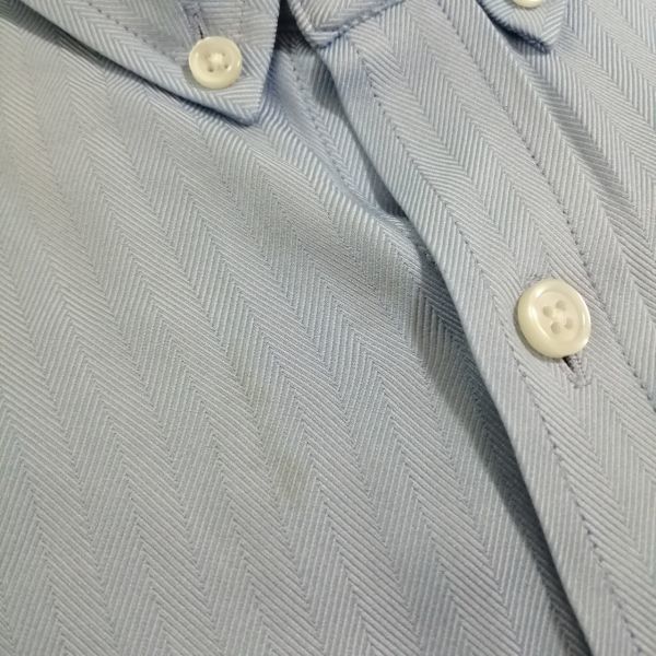 kkyj3467 ■ VISARUNO ■ ビサルノ 丸井 マルイ Yシャツ ワイシャツ トップス ボタンダウン 長袖 ブルー 水色 L_シミあり