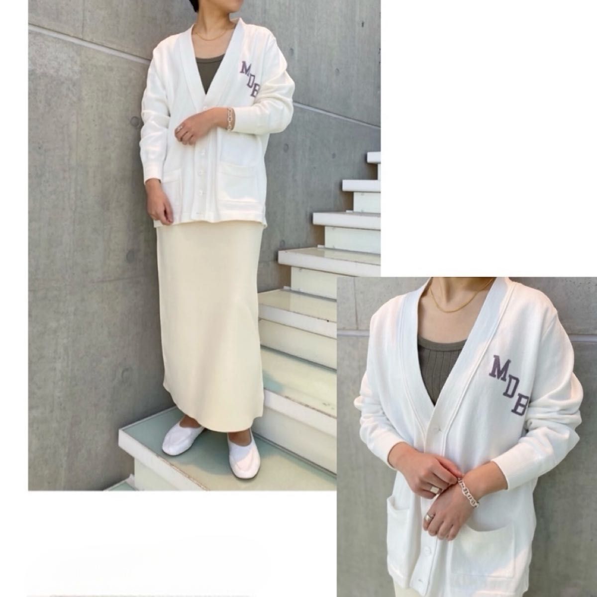 新品同様】マディソンブルーBIG COTTON カーディガン ロゴ 白 新品同様】マディソンブルーBIG COTTON カーディガン ロゴ 白