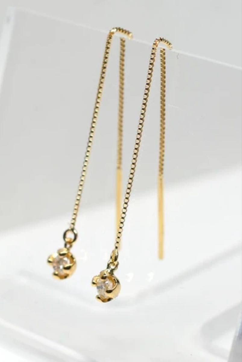 K18 18金 ダイヤモンド アメリカンピアス 新品