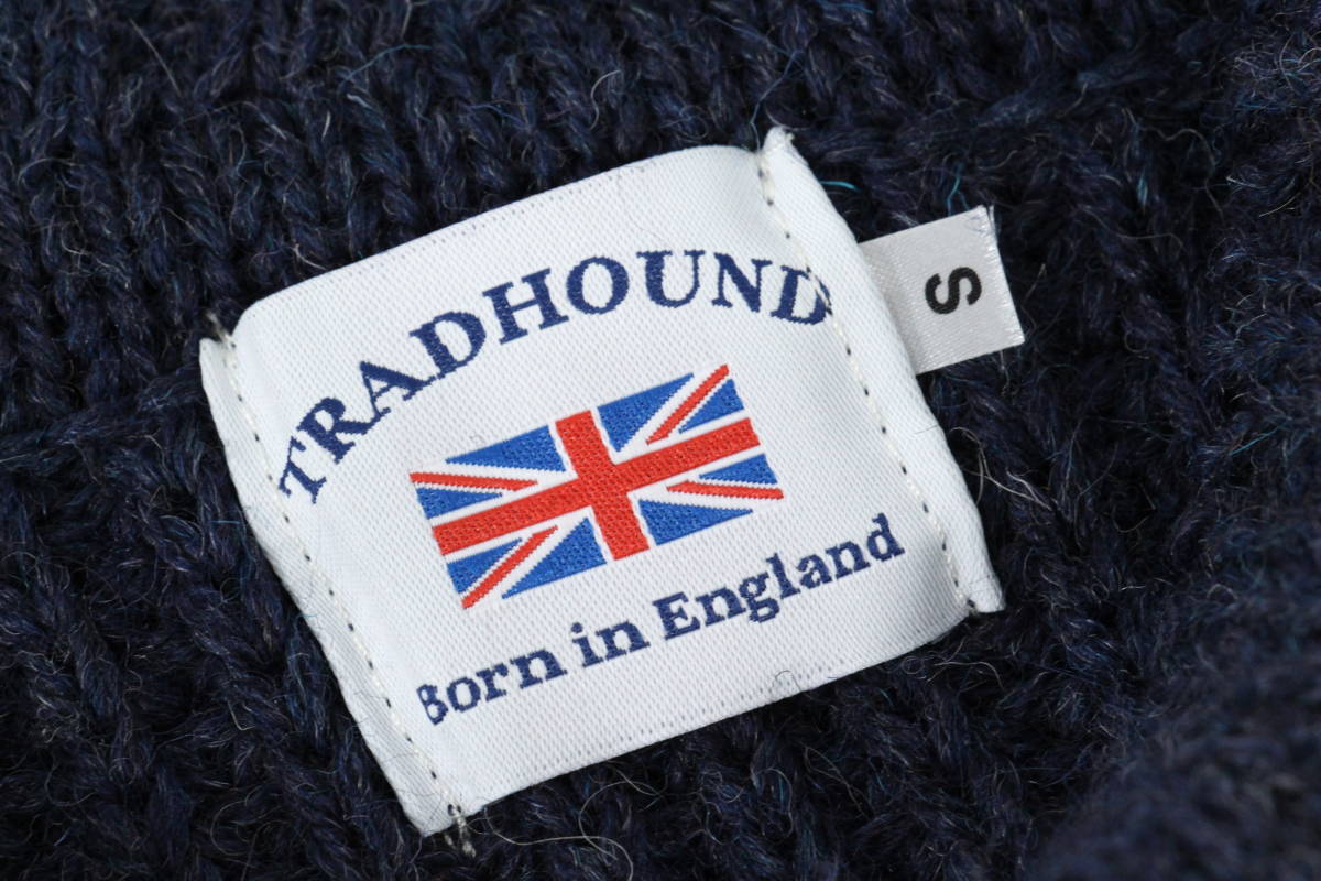 【高級 英国製】TRADHOUND アルパカ ウール ニットセーター S ネイビー 紺 イギリス製 british wool 毛 トラッドハウンド