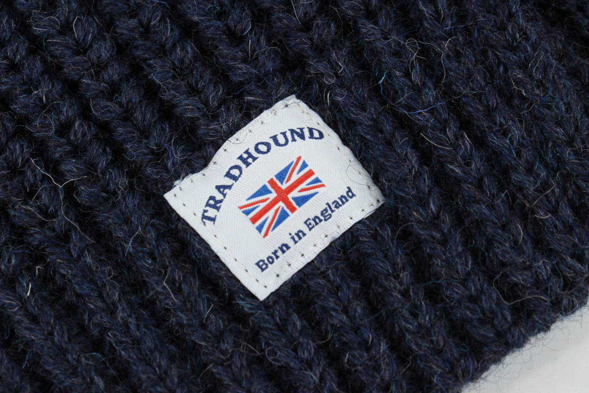 【高級 英国製】TRADHOUND アルパカ ウール ニットセーター S ネイビー 紺 イギリス製 british wool 毛 トラッドハウンド