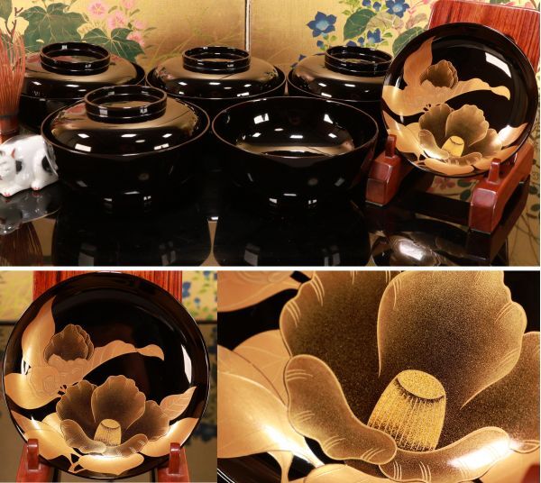 漆匠 四代 川端近左 朱竹節 小吸物椀 10客 惺斎好 蒸し暑 共箱 漆匠 四代 川端近左 朱竹節 小吸物椀 10客 惺斎好 蒸し暑 共箱