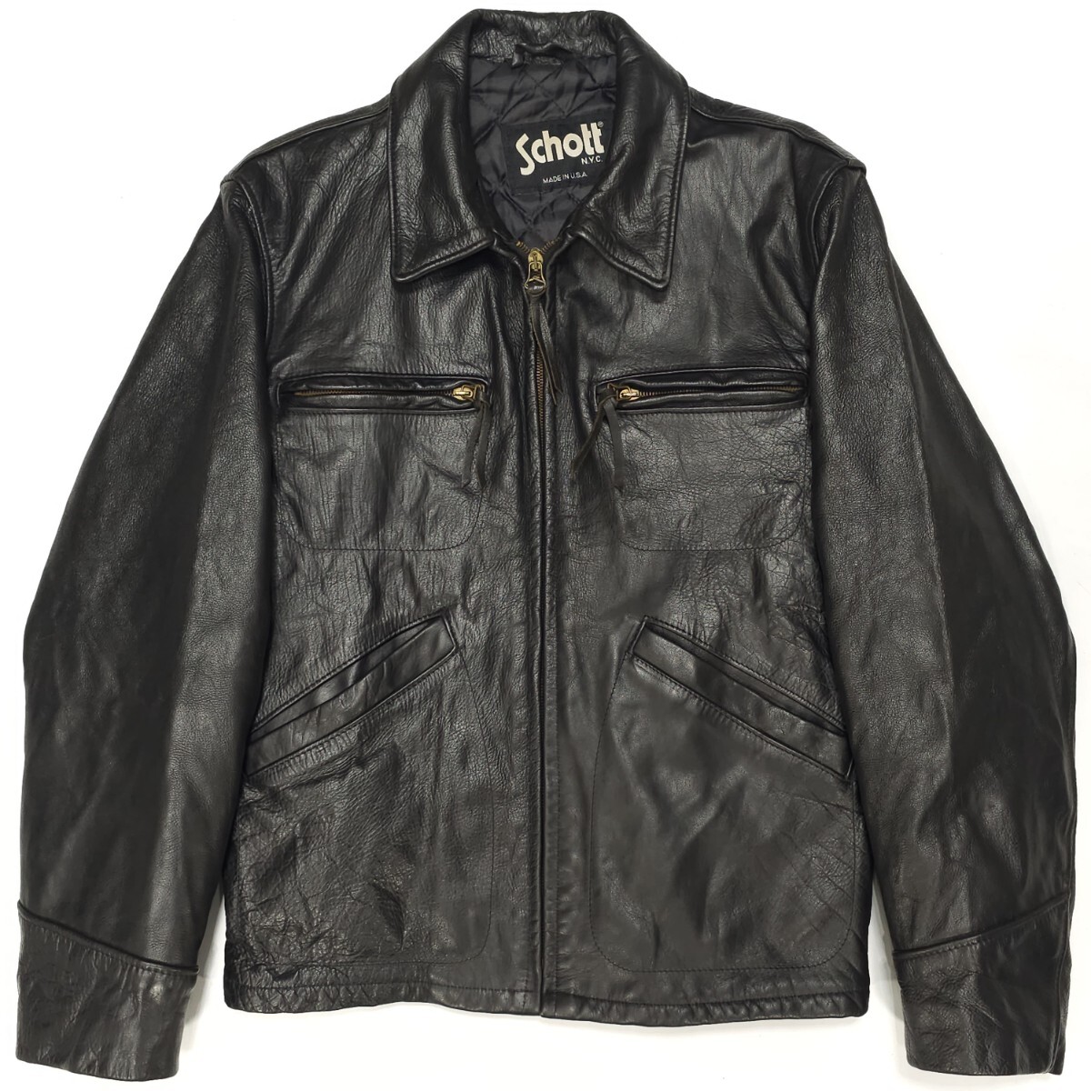 米国製 Schott 634レザー ライダースジャケット 黒 40 本革 襟付き 米国製 Schott 634レザー ライダースジャケット 黒 40 本革 襟付き
