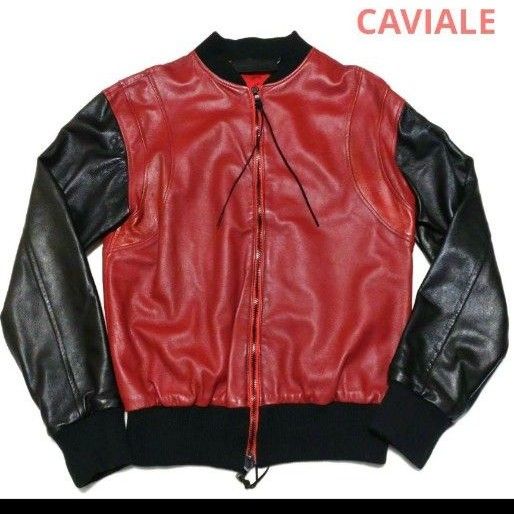 CAVIALE レザー ブルゾン ジャケット 赤 レザージャケット CAVIALE レザー ブルゾン ジャケット 赤 レザージャケット
