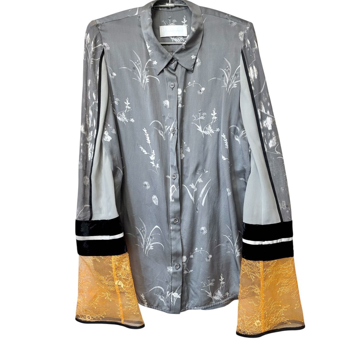 mame kurogouchi 19aw Silk Lame Print Sleeves Shirt|Yahoo mame kurogouchi 19aw Silk Lame Print Sleeves Shirt|Yahoo