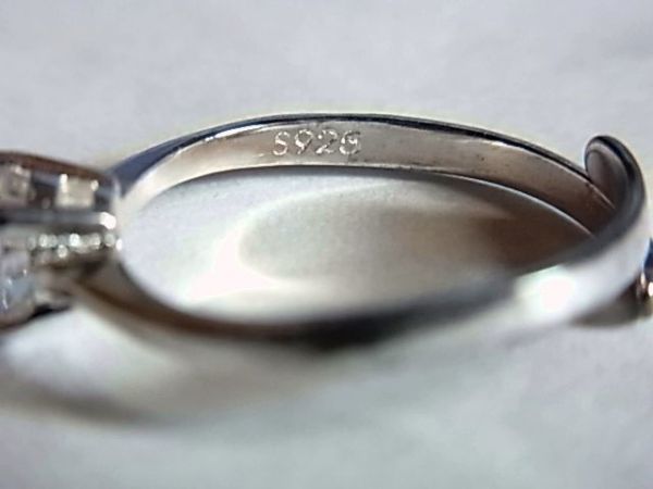 新品SVシルバー925リング指輪11号キュービックジルコニア人工ダイヤCZサイズ調節フリーサイズ ピンキーリング男性メンズ_画像2