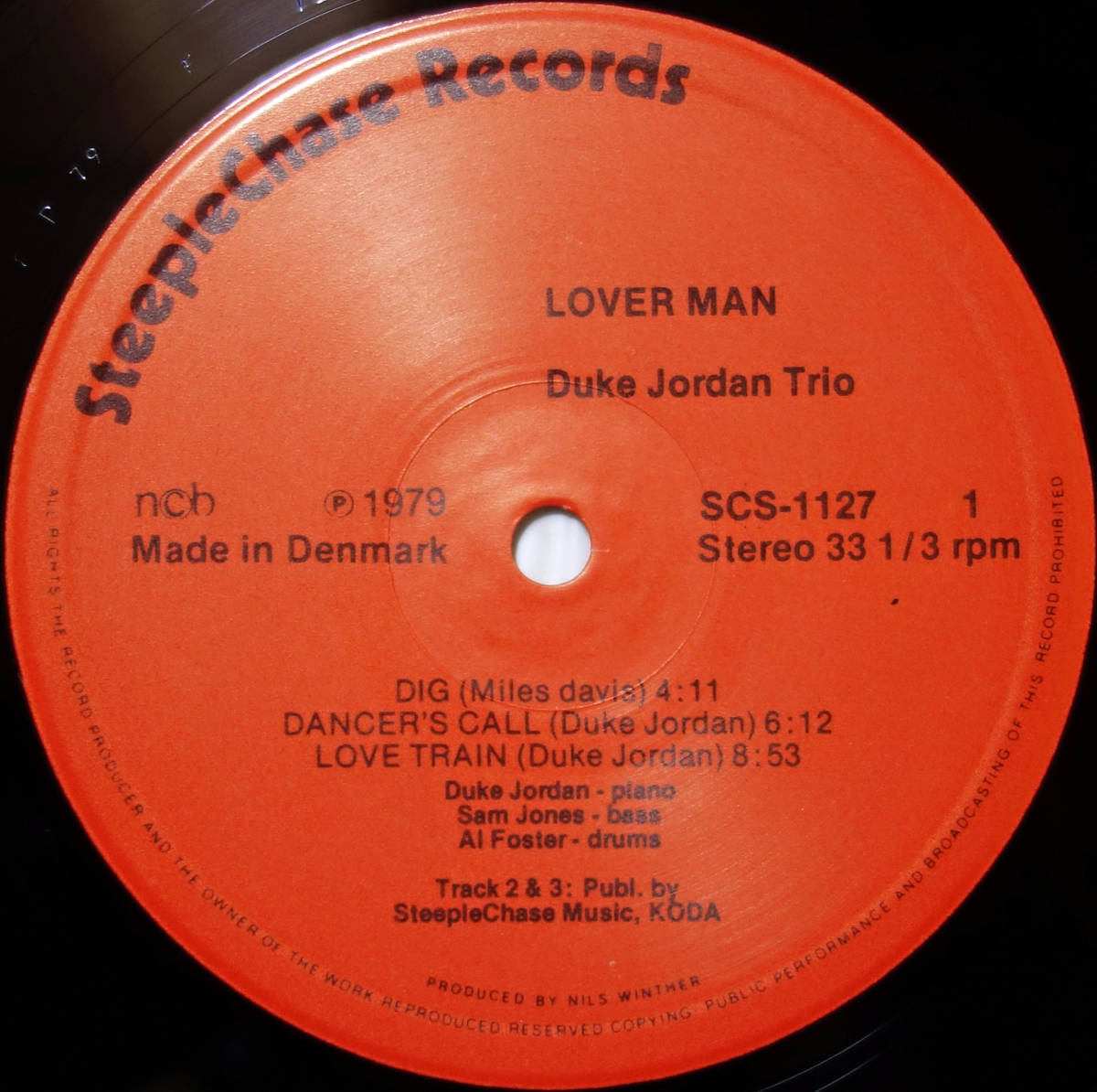 ◆DUKE JORDAN TRIO/LOVER MAN (DEN LP) -Sam Jones, Al Foster, Steeple Chase_画像2