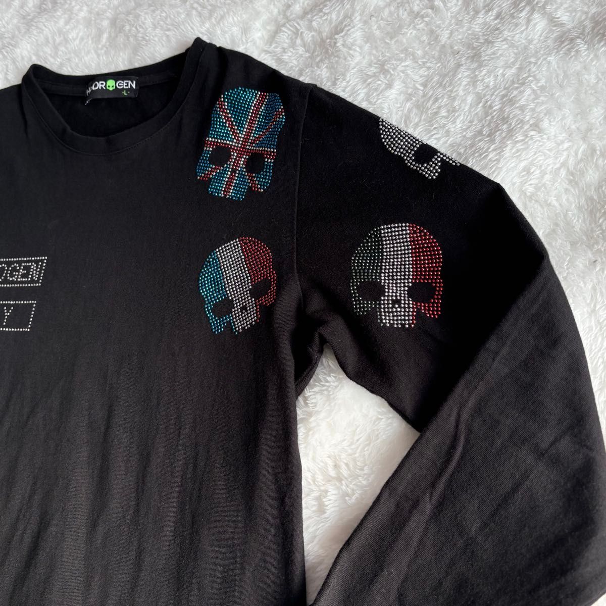 ◆Hydrogen(ハイドロゲン)袖リブ背中スカルグラフィック Tシャツ ◇Hydrogen(ハイドロゲン)袖リブ背中スカルグラフィック Tシャツ