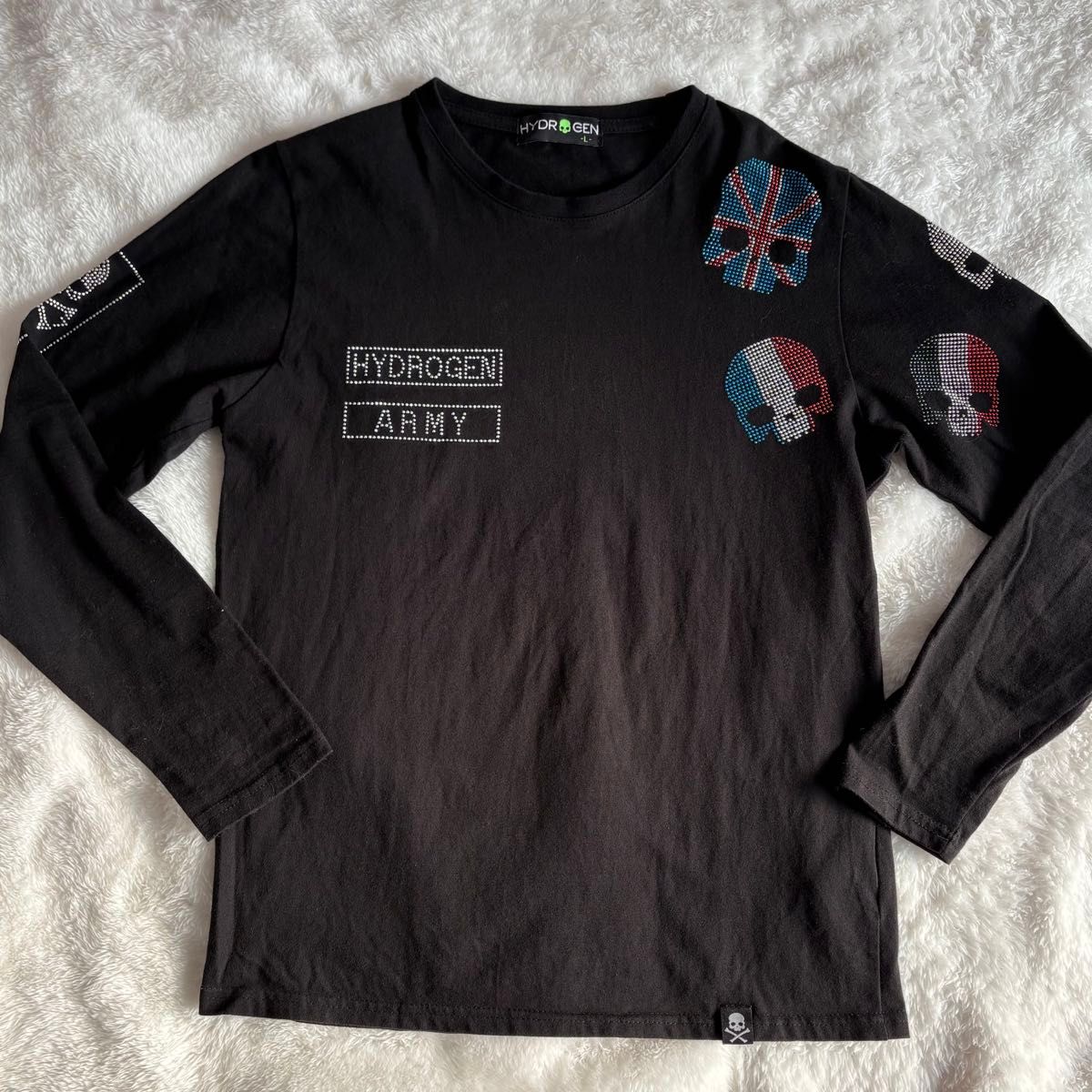 ハイドロゲン HYDROGEN ロンT 長袖 Tシャツ 黒 ラインストーン ハイドロゲン HYDROGEN ロンT 長袖 Tシャツ 黒 ラインストーン