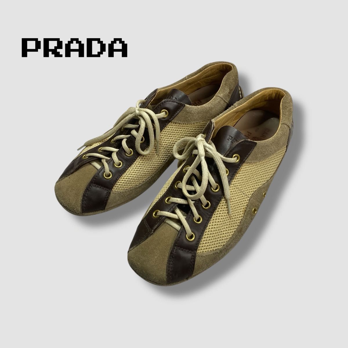 PRADA プラダ ドライビングシューズ レザー スウェード ベージュ PRADA プラダ ドライビングシューズ レザー スウェード ベージュ