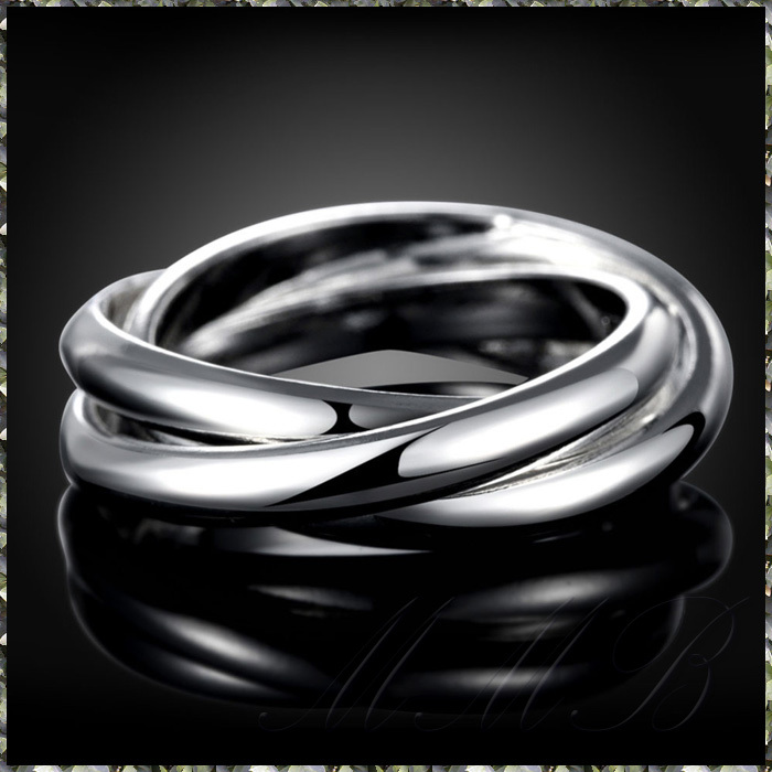 [RING] Silver Plated High Polished 3 Circles Trinity ハイポリッシュ 3連 トリニティ エレガント シルバー リング 9号 (6g) 送料無料_画像4