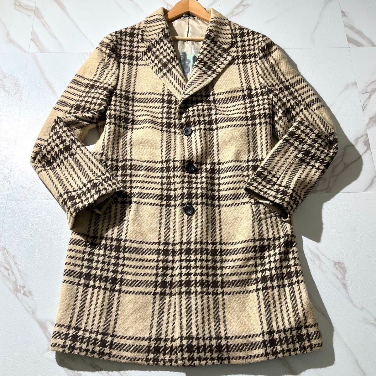 Sartorio サルトリオ チェスターコート チェック ベージュ Sartorio サルトリオ チェスターコート チェック ベージュ