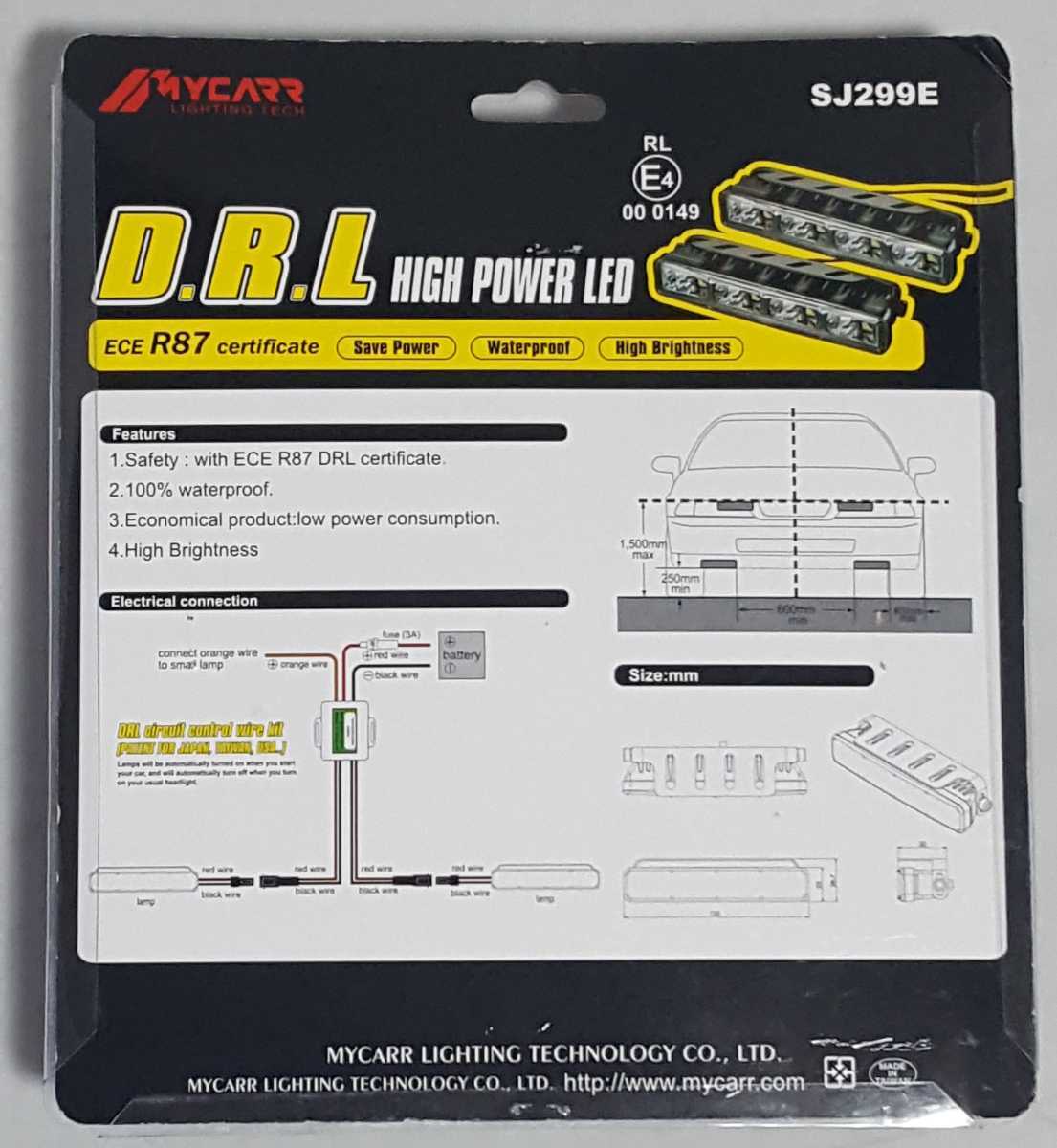 200128E☆未使用★MYCARR LIGHTING TECH★D.R.L ハイパワーLED★SJ299E♪配送方法 定形外郵便710円orヤフネコ宅急便80サイズ_画像2