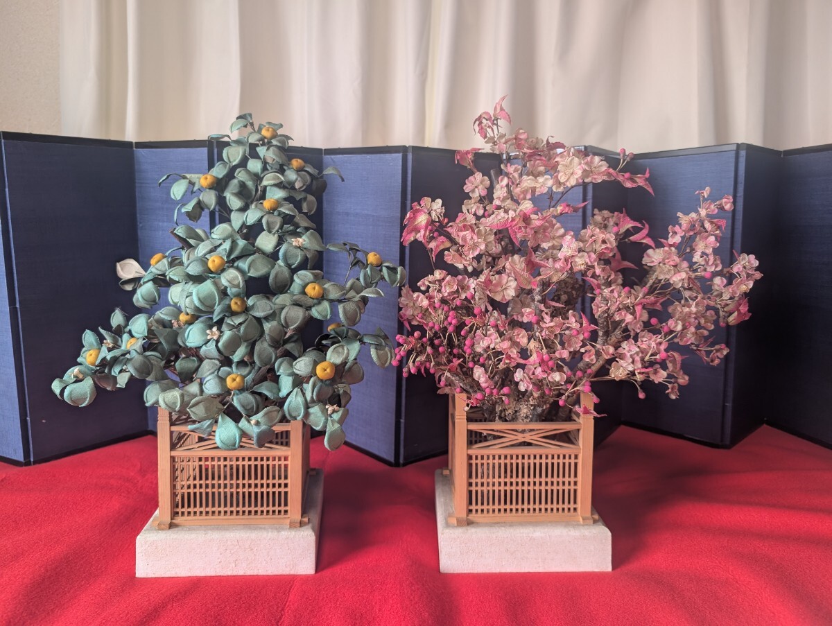 雛道具 桜橘 雲上流造花 大木平蔵 木製 ミニチュア ドールハウス