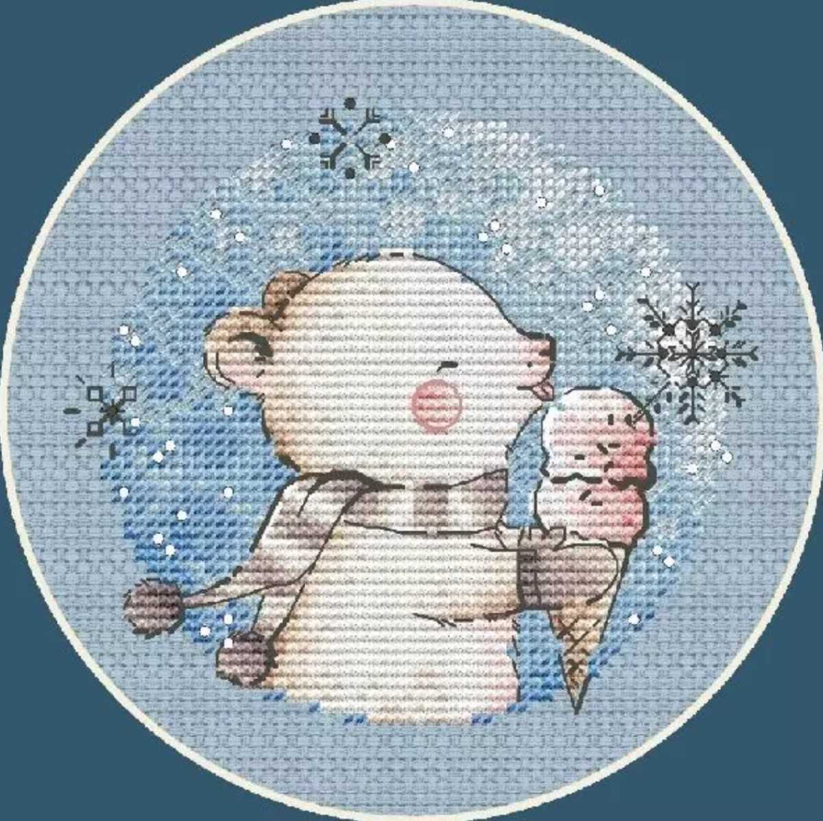 Paypayフリマ クロスステッチキット アイスクリームと白熊くん 刺繍キット 初心者 初級 かわいい Paypayフリマ クロスステッチキット アイスクリームと白熊くん 刺繍キット 初心者 初級 かわいい