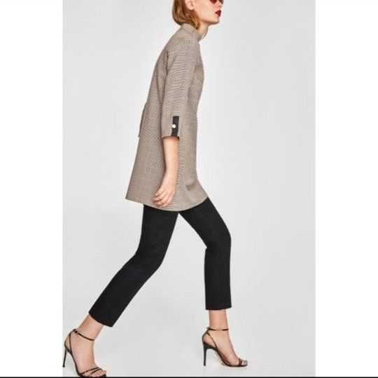 美品 ZARA BASIC ザラ パールビーズ付きチェック柄ワンピース S 美品 ZARA BASIC ザラ パールビーズ付きチェック柄ワンピース S