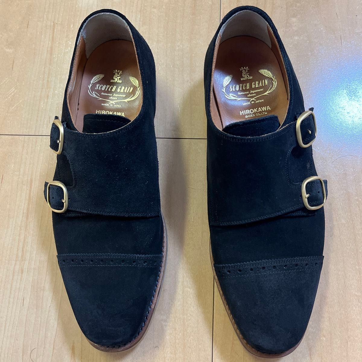 SCOTCH GRAIN】 ダブルモンク (25 5㌢) ブラック スエード SCOTCH GRAIN】 ダブルモンク (25 5㌢) ブラック スエード