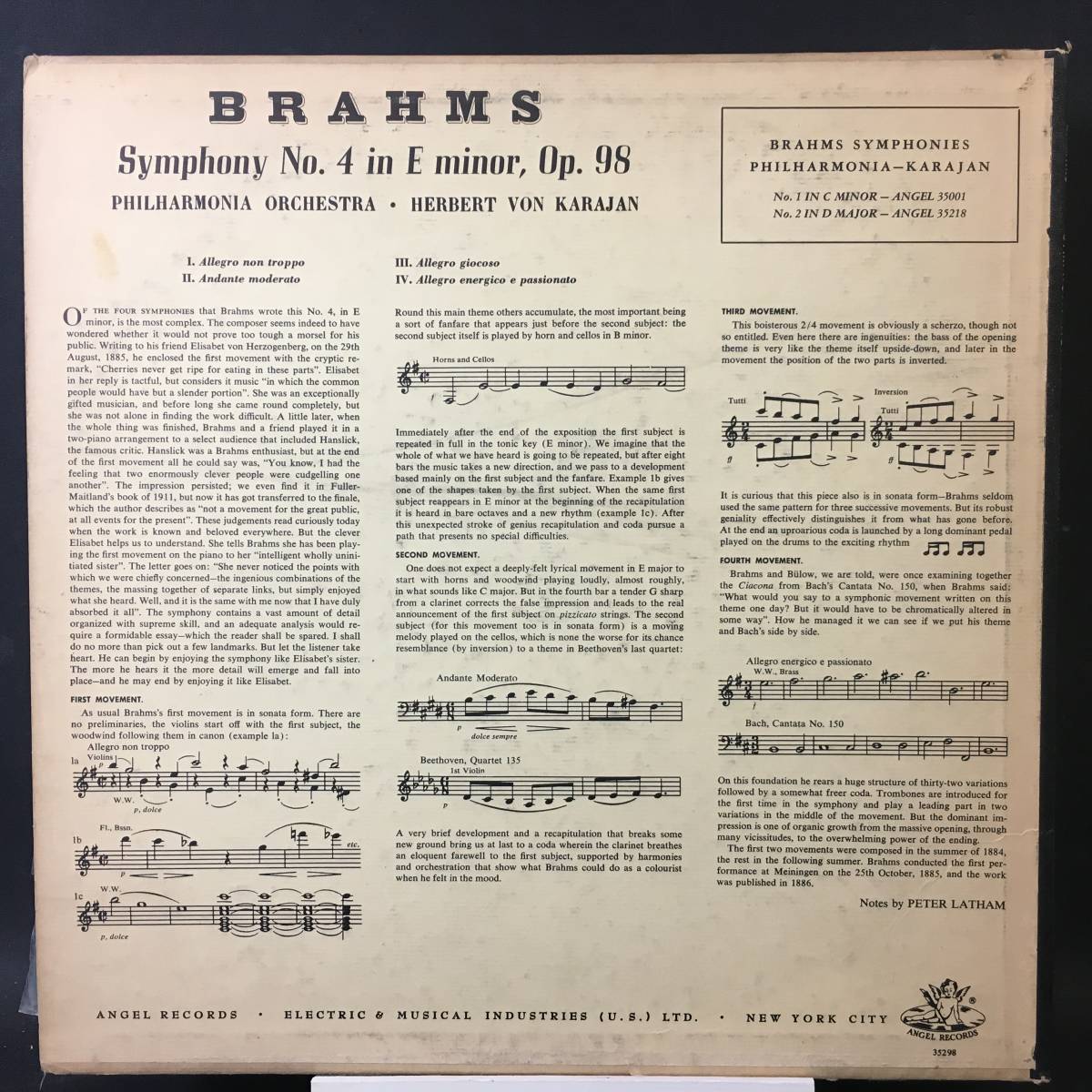 ◆ Brahms ◆ Symphony No.4 in E minor, Op 98 ◆ Angel 米 _画像2