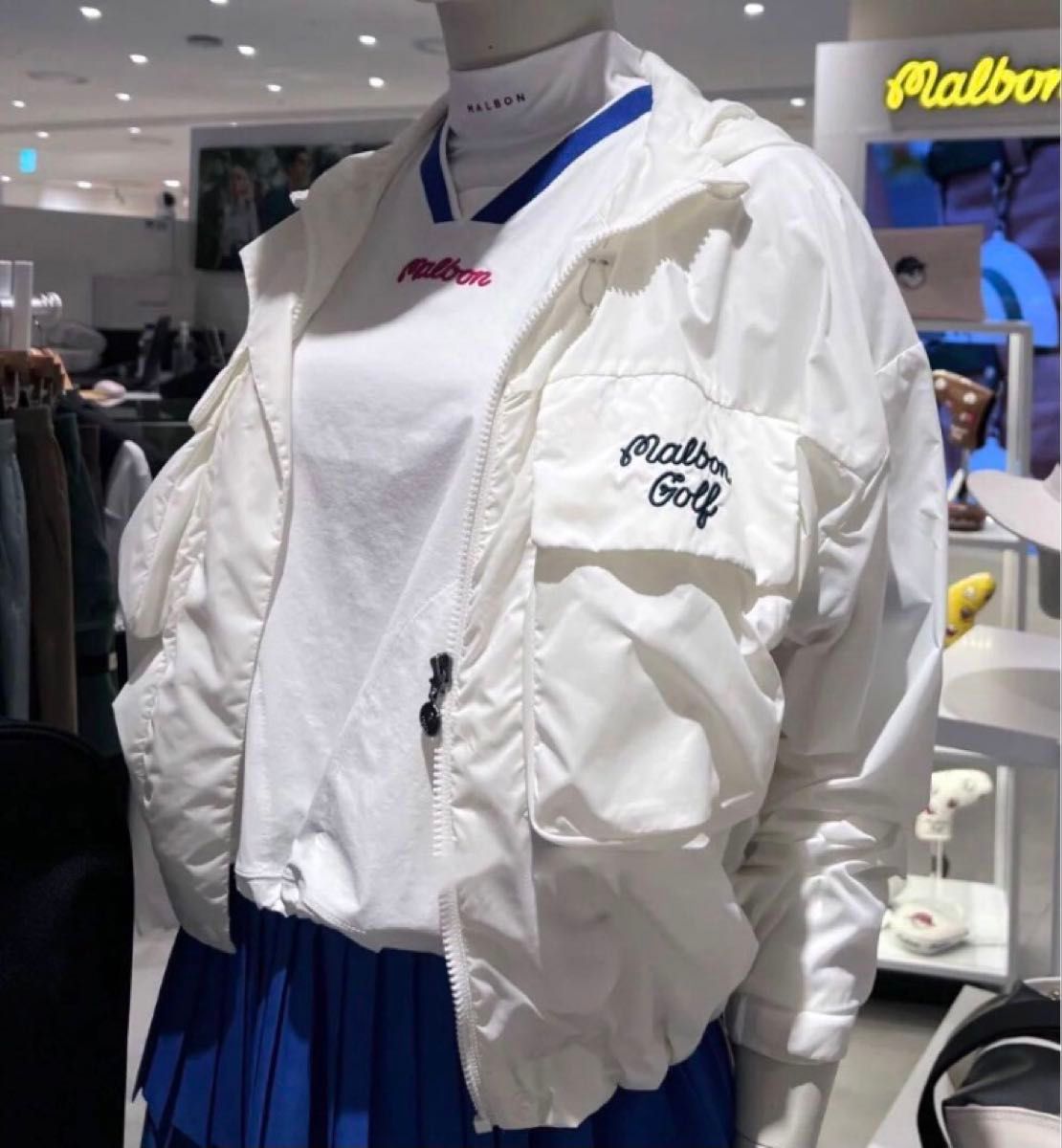 ゴルフ マルボン malbon レディース 長袖 アウター ジャケット(ホワイト)Mサイズ