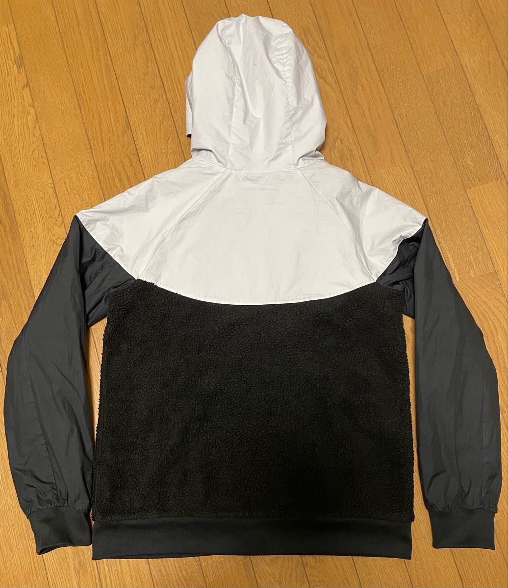 NIKE フリースナイロン切替ジャケット 白黒 XL ナイキ ボア 古着 NIKE フリースナイロン切替ジャケット 白黒 XL ナイキ ボア 古着