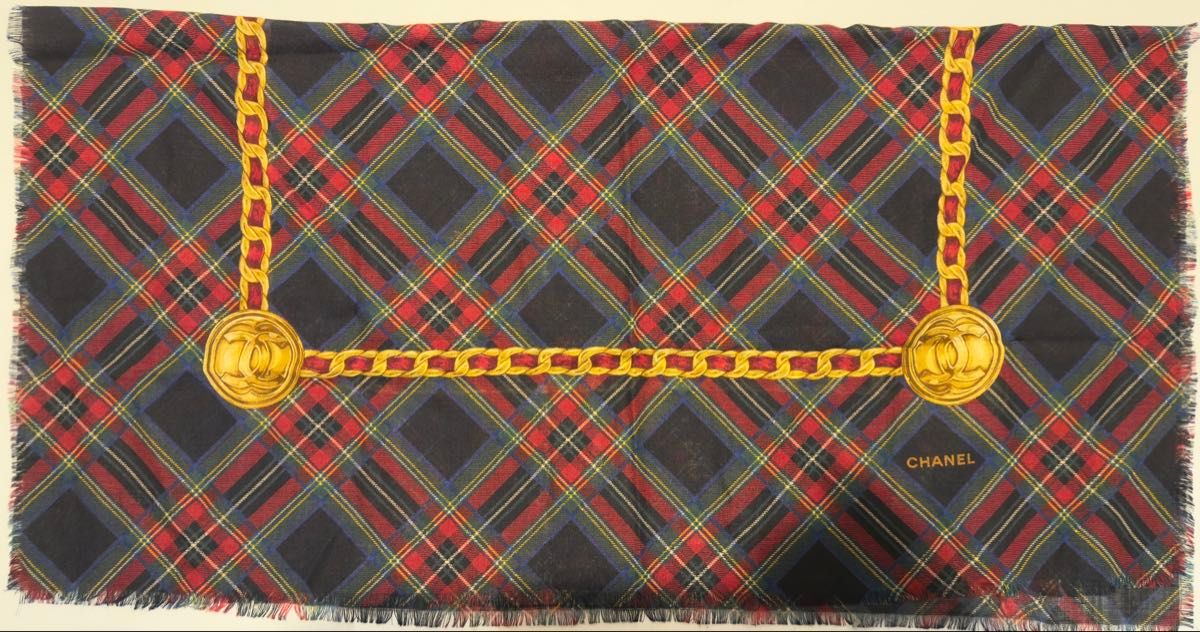 美品 CHANEL シャネル ココマーク スカーフ シルク カシミア 美品 CHANEL シャネル ココマーク スカーフ シルク カシミア