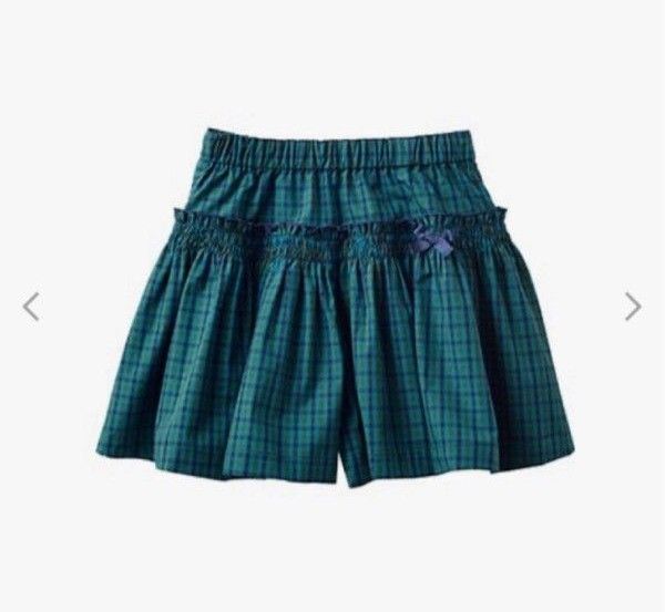 美品 familiar チェックスカート 110 ファミリア familiar ショートパンツ キュロット 110 青系