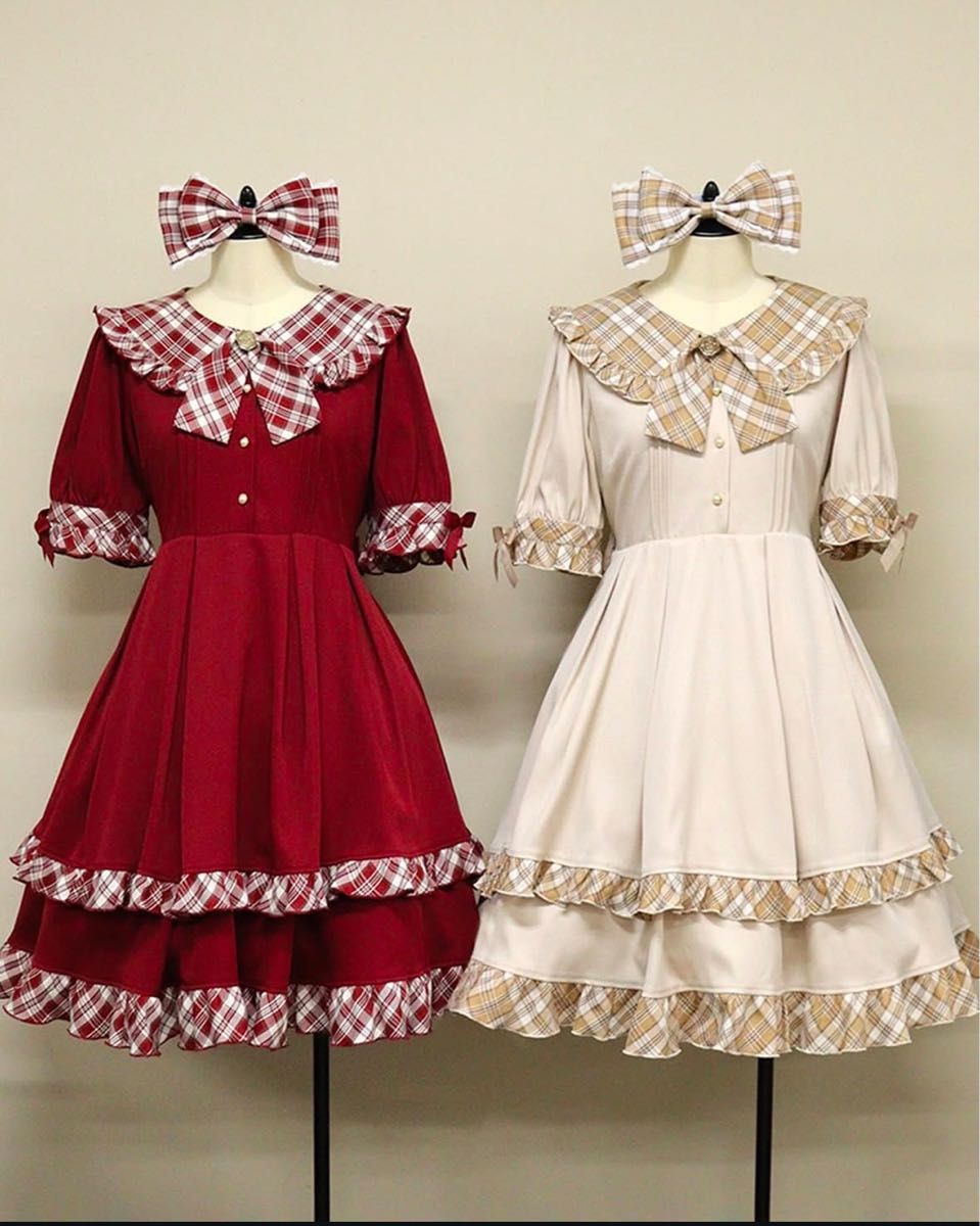 Amavel アマベル Country Waitressワンピース スリーピンリボン セット ベージュ