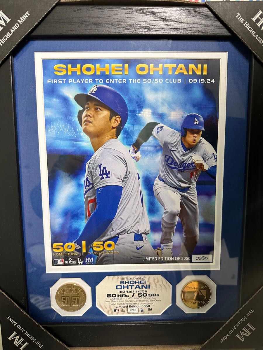 大谷翔平 50/50達成記念フォトフレーム シリアルナンバー入り 限定2024個 大谷翔平 50/50達成記念フォトフレーム シリアルナンバー入り