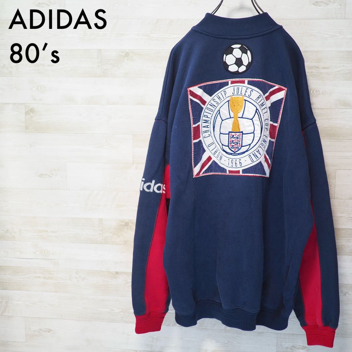 80's Adidas 1966イングランドW杯 ハーフジップスウェット-L 80's Adidas 1966イングランドW杯 ハーフジップスウェット-L